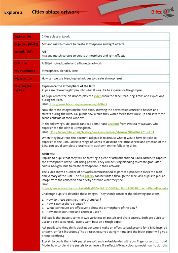 Explore 2 Cities ablaze artwork - teacher notes | eduu.school